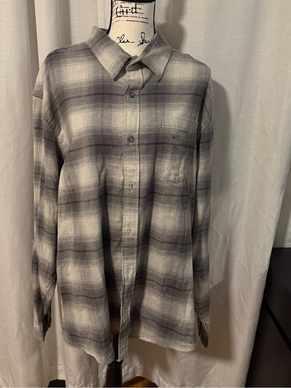 Eddie Bauer Gray Plaid Button-Down Shirt